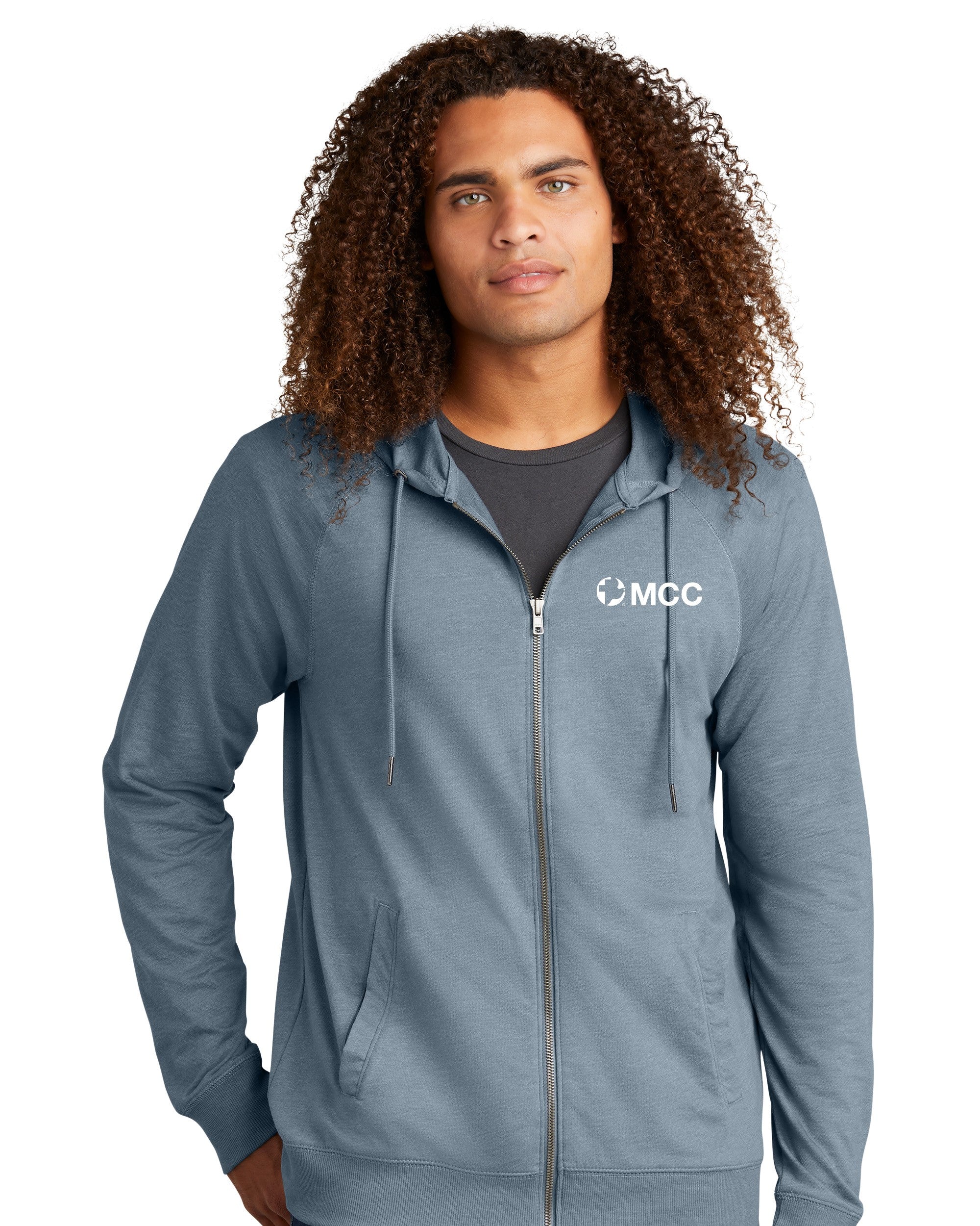 Light weight zip hoodie - Light  Blue