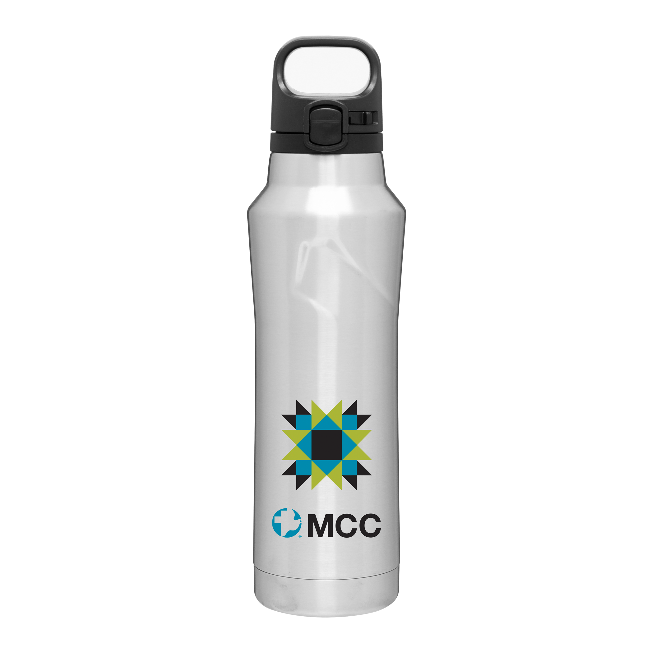Water bottle Stainless Steel with Quilt pattern and logo