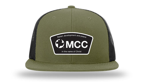 Flat Bill Trucker Hat (Green/black) mesh back